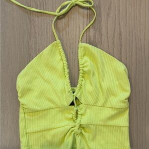 Lime Green Ruched Crop Top